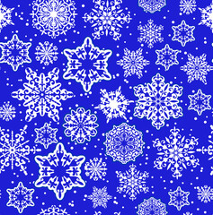 Seamless pattern of snowflakes. Christmas pattern of snowflakes.