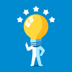 Business idea concept with light bulb man. Vector illustration