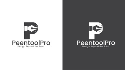 pentoolpro logo desighn ,negative space logo letter p