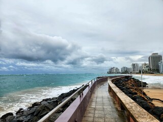 Fototapeta premium Moody Skies Over Coastal Walkway