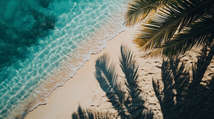 Summer Beach Sand with Palm Leaf Shadows