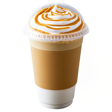 Caramel latte isolated on transparent background