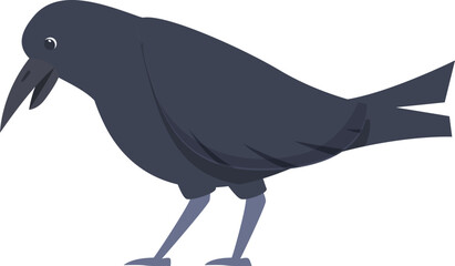 Simple illustration of a black crow croaking, isolated on white background