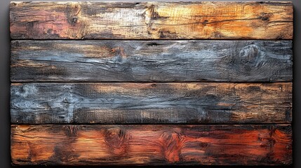 A textured wooden panel featuring dark and warm hues, ideal for backgrounds or design.