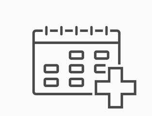Medical calendar line icon. Health care and medical appointment schedule. Isolated vector image in simple style