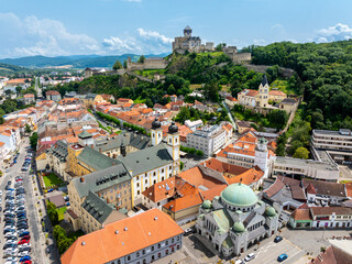 City and Castle in Trenčín, Slovakia - Aerial View of Historic Landscape