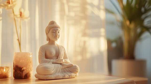 buddha statue in the temple spa massage saloon