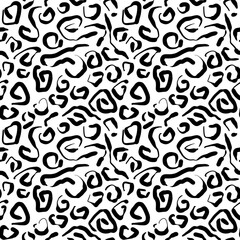 Seamless abstract geometric pattern. Background in black, white. Illustration. Lines, meanders. Design for textile fabrics, wrapping paper, background, wallpaper, cover.