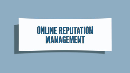 Online Reputation Management. A card isolated on blue background.
