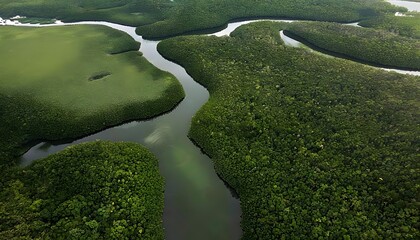 Lush Mangrove Swamps along Gabon’s Coastal Estuaries
