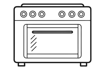 Minimalist Line Drawing of Oven Vector Art Illustration