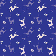 winter christmas deer animal. Holiday christmas xmas Seamless pattern. Vector Illustration. Design web elements for sites, printing, greeting cards, ornaments, wrapping paper, textile print.