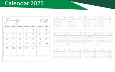 Design of annual calendar for 2025