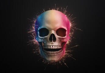 Colorful skull with fireworks