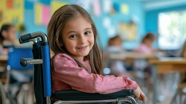 a child in a wheelchair. Selective focus
