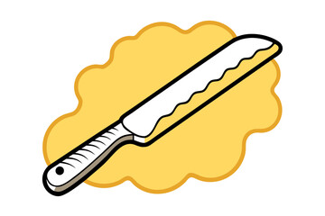 Detailed Line Drawing of Serrated Blades Bread Knife – Vector Illustration