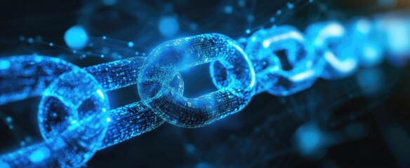 Obraz premium blockchain technology ledger data algorithm linked together in a chain. concept cyber security financial, cryptocurrency digital, the system Payments and