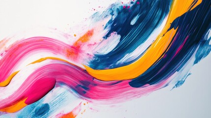 Vibrant abstract painting featuring sweeping brush strokes in bright colors