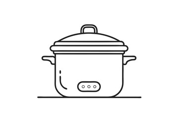 Minimalist Line Drawing of a Slow Cooker Elegant Vector Art Illustration