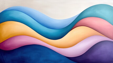 Vibrant abstract landscape with flowing waves of color