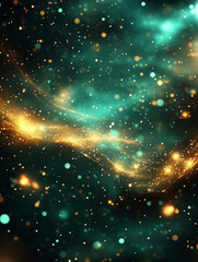 Fototapeta premium Cosmic swirl of blue and gold particles in a vast universe during nighttime