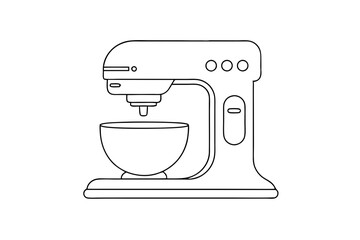Minimalist Line Drawing of Stand Mixer Vector Illustration