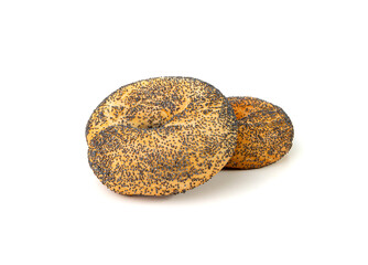 Poppy Seed Bagel Isolated, Round Bread Bun, Poppyseed Wheat Bakery for Breakfast