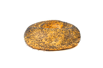 Poppy Seed Bagel Isolated, Round Bread Bun, Poppyseed Wheat Bakery for Breakfast