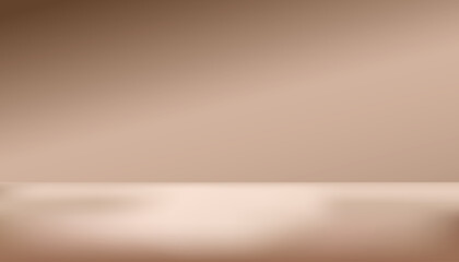 Empty studio with brown background. 3D room with lighting on walls and floor for product display.