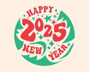 Happy New Year 2025. Lettering text for Happy New Year.  Lettering design for poster, banner, greeting.
