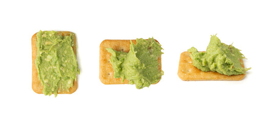 Avocado Smear Toast, Cracker Isolated, Sharwil Puree, Brown Avocados Paste, Fresh Alligator Pear Cream