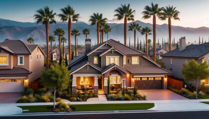 Single story single family upscale homes clean neighborhood clear blue sky