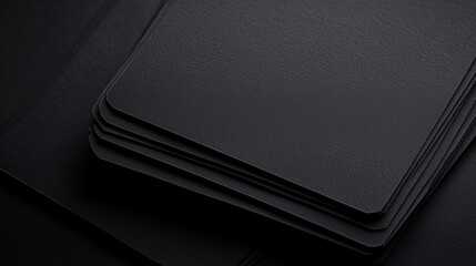 Stack of Black Paper on Black Background with Black Texture, For Design and Text