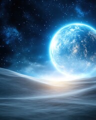 Futuristic Moon Colony Thrives Under the Glow of Earthrise in a Digital Cosmic Landscape