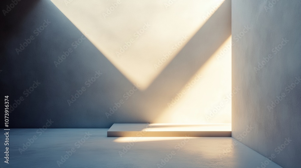 Leinwandbilder Soft light illuminates an empty, minimalist space, casting long shadows that evoke a sense of tranquility and introspection. Generative AI