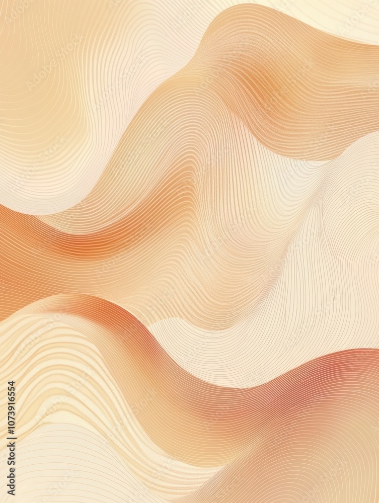 Poster soft waves and flowing lines in pastel colors create a tranquil backdrop, radiating harmony and peac