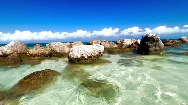 Turks and Caicos beach with turquoise waters, white sand, and lush greenery. A tropical paradise perfect for vacation, travel, nature, and beach photography, capturing the beauty of an exotic island