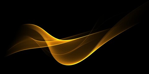 Abstract golden wave on black background. Illustration for your design