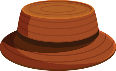Classic brown pork pie hat with dark ribbon resting on a plain white background