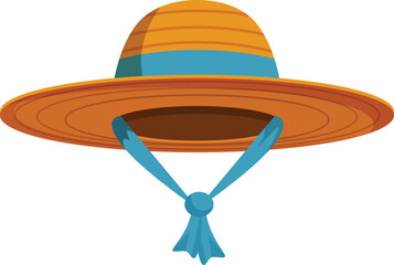 Wide brimmed straw hat featuring a knotted blue ribbon, providing stylish sun protection