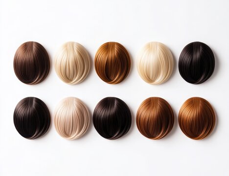 Hair Color Samples in Various Shades	
