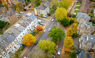 Aerial view of Ealing, a residential area in western part of London