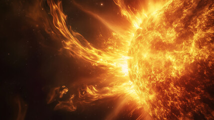 Obraz premium Solar Flare Erupting from the Sun's Surface