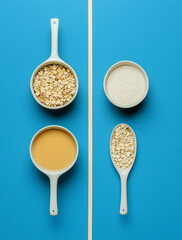 Oatmeal Nutrition Comparison: Soy Milk Versus Oat Milk with Bold Colors and Fresh Ingredients