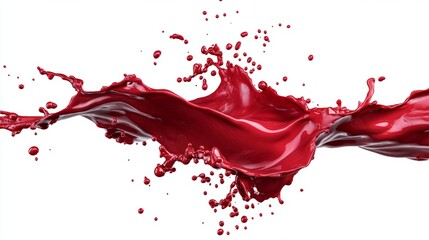 Beautiful splash of red paint or other red liquid isolated on light background
