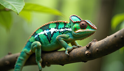 Vibrant Chameleon in Lush Jungle