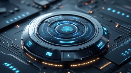 Advanced AI management interface with futuristic design and metallic tones