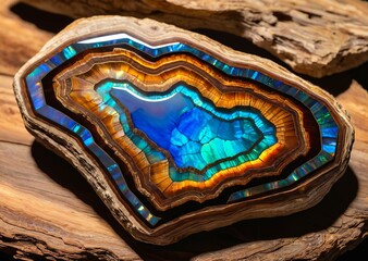 Petrified Wood Opal Inlay Artwork