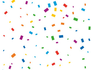 Rainbow Rectangular Confetti. Confetti celebration, Falling rainbow abstract decoration for party, birthday celebrate, anniversary or event, festive. Festival decor. Vector illustration.