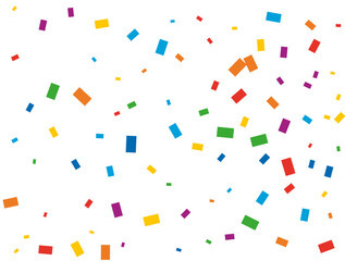 Rainbow Rectangular Confetti. Confetti celebration, Falling rainbow abstract decoration for party, birthday celebrate, anniversary or event, festive. Festival decor. Vector illustration.